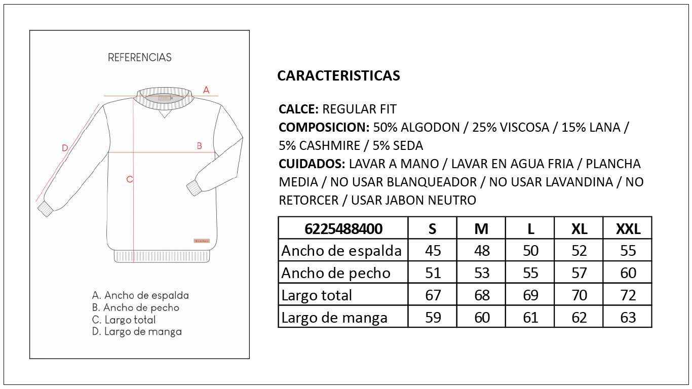 Tabla de Talles Campera Tejida Hombre Britches